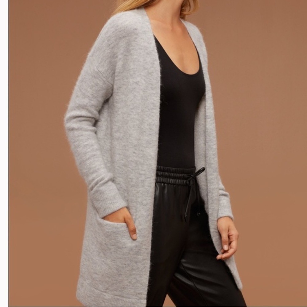 Aritzia Wilfred Free Aronson Open Front Sweater in Grey Sz XXS